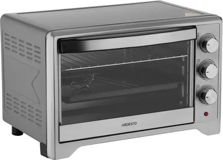 Ardesto MO-T33A Electric Oven, 33L Capacity, Stainless Steel, Grill and Convection, 100-250°C, 60 min Timer, with Baking Tray and Grill Rack
