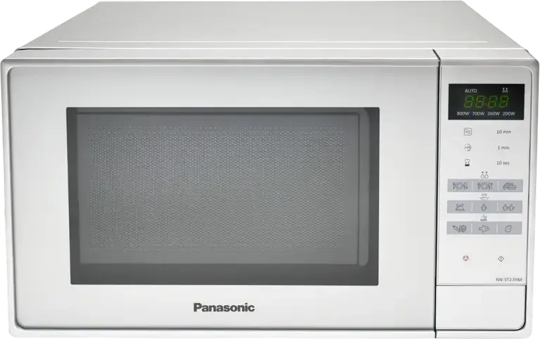 Panasonic NN-ST27HM Freestanding Microwave Oven, 20L Capacity, 800W Power, 5 Power Levels, 9 Auto Programs, Digital Touch Control, Silver