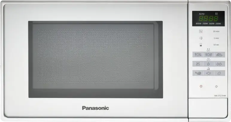 Panasonic NN-ST27HM Freestanding Microwave Oven, 20L Capacity, 800W Power, 5 Power Levels, 9 Auto Programs, Digital Touch Control, Silver