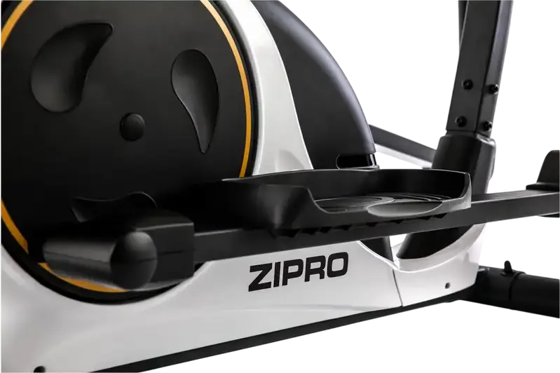 Эллиптический тренажер Zipro Hulk RS, 8 уровней нагрузки, LCD-консоль с датчиками пульса, мониторинг времени, дистанции, калорий и скорости, черный и белый