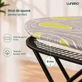 Гладильная доска Lunaro VERA-BK, металлическая сетка 120x38 см, черный металлический каркас, чехол из 100% хлопка серого цвета, поролон 8 мм, подставка для утюга
