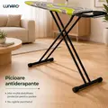 Гладильная доска Lunaro VERA-BK, металлическая сетка 120x38 см, черный металлический каркас, чехол из 100% хлопка серого цвета, поролон 8 мм, подставка для утюга
