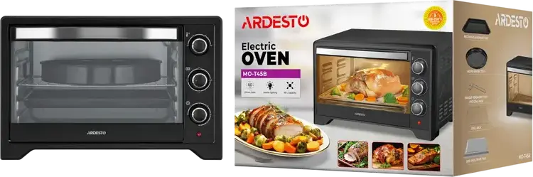 Ardesto MO-T45B Electric Oven, 45L Capacity, Convection and Grill, 100-250°C, Black, with 5 Accessories