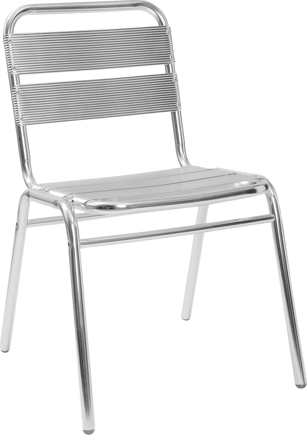 Set de 4 scaune bistro exterioare PULSIVA LUSINI Limona, aluminiu lustruit, fara bratze, 50 x 55 x 78.5 cm, stivuibile, rezistente la intemperii si UV, argintiu