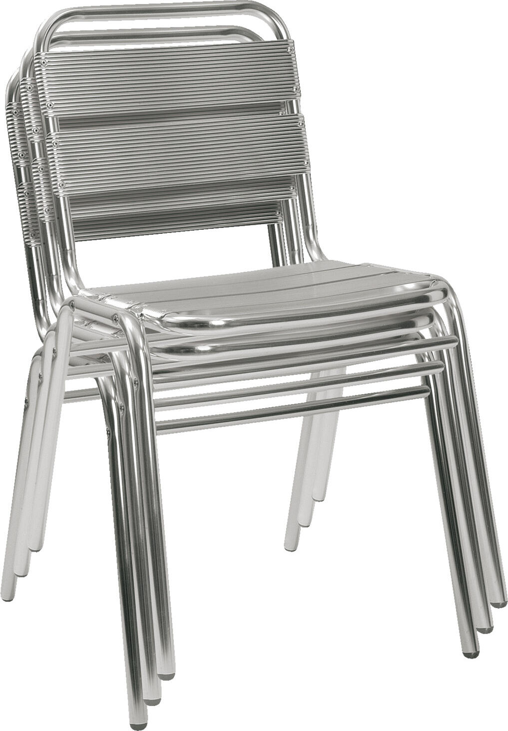 Set de 4 scaune bistro exterioare PULSIVA LUSINI Limona, aluminiu lustruit, fara bratze, 50 x 55 x 78.5 cm, stivuibile, rezistente la intemperii si UV, argintiu