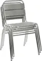 Set de 4 scaune bistro exterioare PULSIVA LUSINI Limona, aluminiu lustruit, fara bratze, 50 x 55 x 78.5 cm, stivuibile, rezistente la intemperii si UV, argintiu