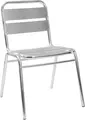 Set de 4 scaune bistro exterioare PULSIVA LUSINI Limona, aluminiu lustruit, fara bratze, 50 x 55 x 78.5 cm, stivuibile, rezistente la intemperii si UV, argintiu