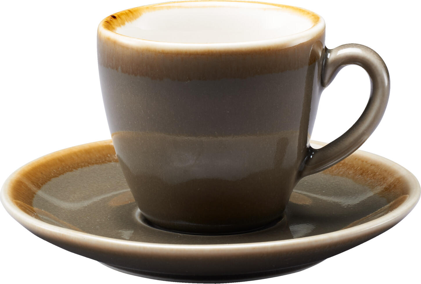 Pulsiva Glaze 2.0 Espresso Cup Set of 6, 80ml Glazed Porcelain, Grey, Round with Handle, Dishwasher Safe, 7.8x5.5 cm