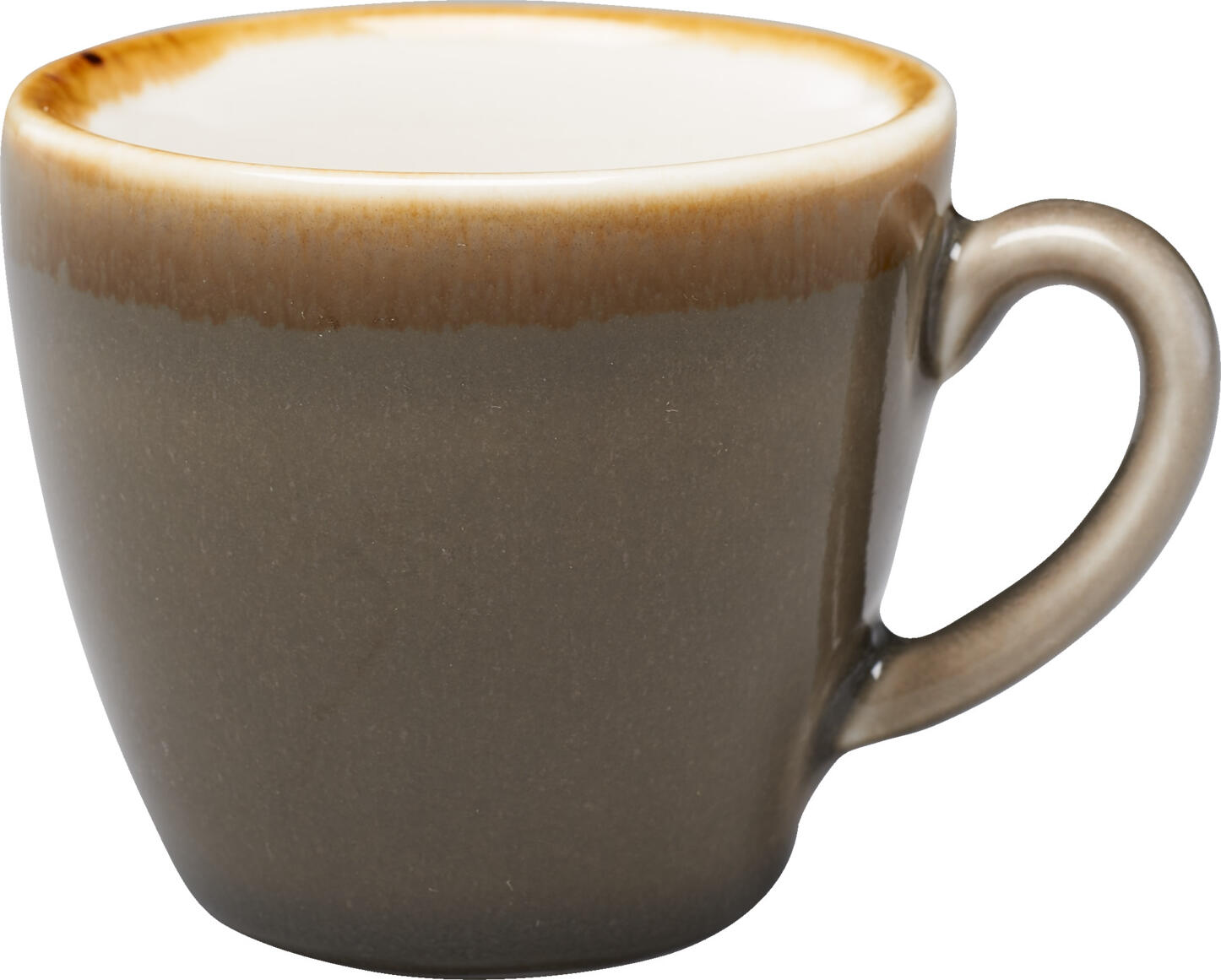 Pulsiva Glaze 2.0 Espresso Cup Set of 6, 80ml Glazed Porcelain, Grey, Round with Handle, Dishwasher Safe, 7.8x5.5 cm