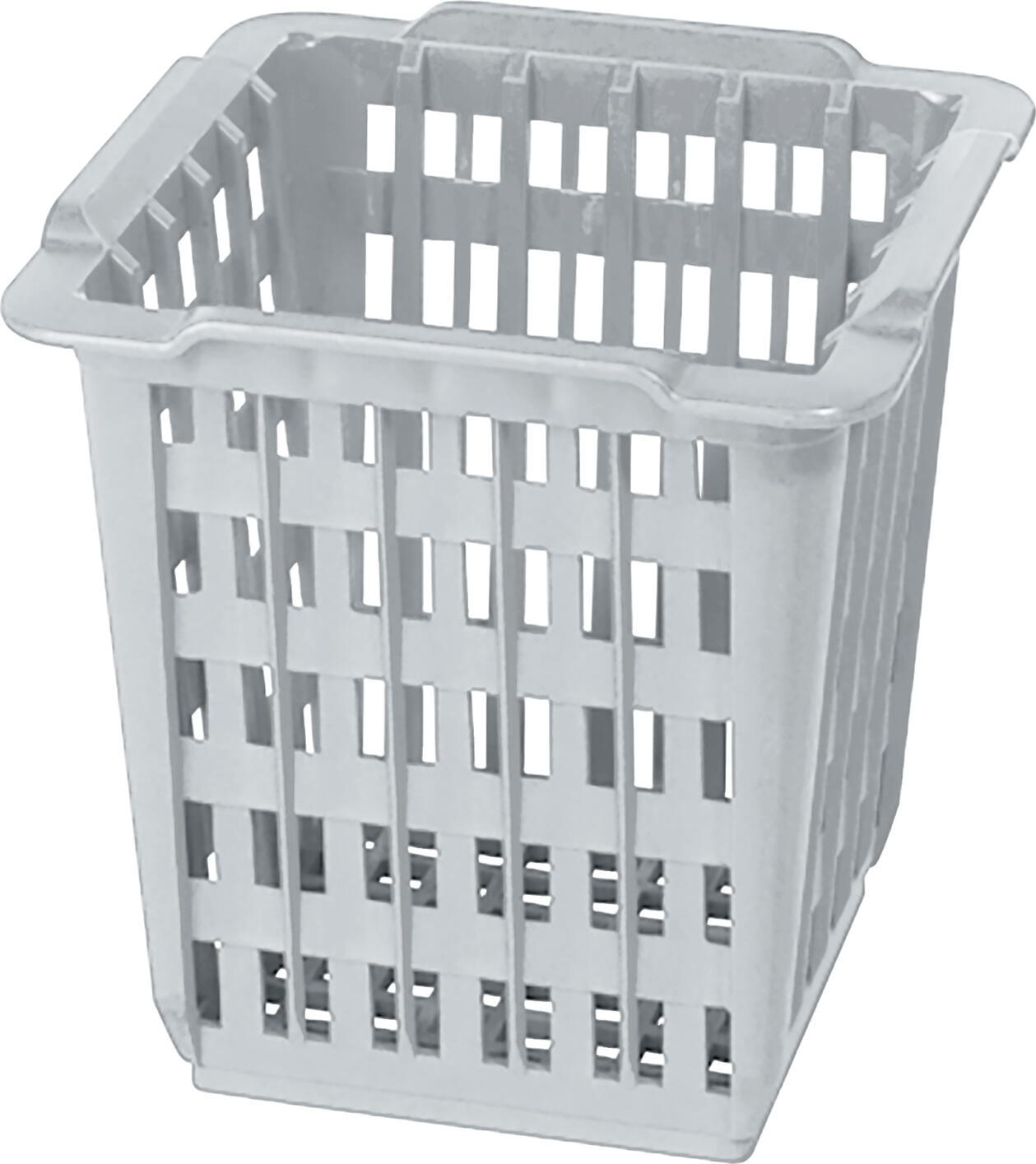 Cos pentru tacâmuri PULSIVA pentru mașina de spălat vase, plastic polipropilenă gri, 125mm x 125mm x 135mm, stivuibil și robust pentru mașini de spălat profesionale