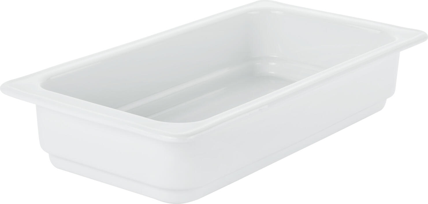 Containor GN 1/3 LUSINI Alessia, Porțelan Alb de Înaltă Calitate, Rezistent la Cuptor până la 300°C, Microwave și Mașina de Spălat Vase, 32.5 x 17.6 x 6.5 cm