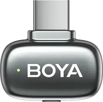 Набор из 4 предметов беспроводных петличных микрофонов Boya mini 2-01, всенаправленный конденсаторный, 2.4ГГц, дальность 100м, шумоподавление, USB-C и Lightning, серый