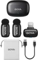 Boya mini 2-03 Wireless Lavalier Microphone Set of 3, Omnidirectional Condenser, 2.4GHz, Lightning Connector, Noise Reduction, Black