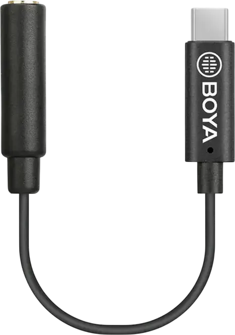 Adaptor Audio Boya BY-K4 USB Type-C la 3.5 mm, Convertor Cablu pentru Casti si Microfon, Negru, 0,06m