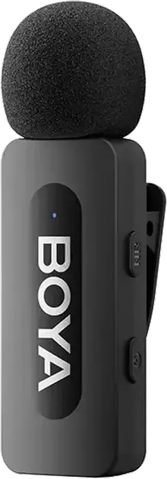Boya BY-V2 Wireless Lavalier Microphone Set of 2, Omnidirectional Condenser Mic for Lightning Devices, Noise Reduction, 100m Range, Black