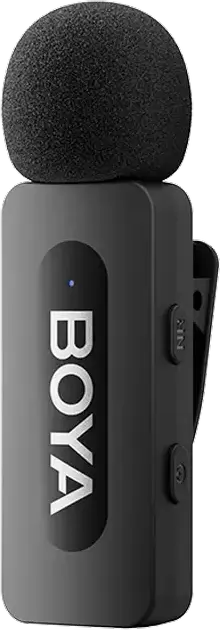 Boya BY-V2 Wireless Lavalier Microphone Set of 2, Omnidirectional Condenser Mic for Lightning Devices, Noise Reduction, 100m Range, Black