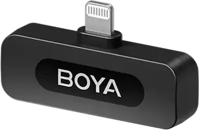 Boya BY-V2 Wireless Lavalier Microphone Set of 2, Omnidirectional Condenser Mic for Lightning Devices, Noise Reduction, 100m Range, Black