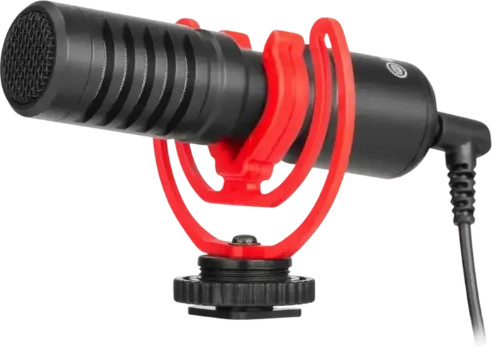 Boya BY-MM1+ Supercardioid Condenser Camera Microphone with Real-time Monitoring, 3.5mm Jack, 20-18000Hz, Black, Accessory Kit