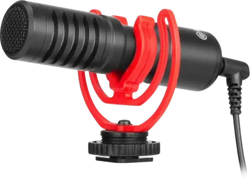 Boya BY-MM1+ Supercardioid Condenser Camera Microphone with Real-time Monitoring, 3.5mm Jack, 20-18000Hz, Black, Accessory Kit