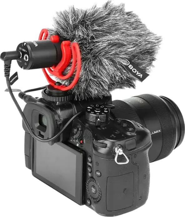 Boya BY-MM1+ Supercardioid Condenser Camera Microphone with Real-time Monitoring, 3.5mm Jack, 20-18000Hz, Black, Accessory Kit
