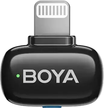 Set de 4 piese Microfon Lavaliere Wireless Boya mini 2-01, Condensator Omnidirectional, 2.4GHz, Raza 100m, Reducere Zgomot, USB-C si Lightning, Culoare: Negru