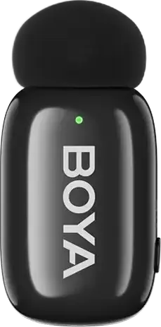 Set de 4 piese Microfon Lavaliere Wireless Boya mini 2-01, Condensator Omnidirectional, 2.4GHz, Raza 100m, Reducere Zgomot, USB-C si Lightning, Culoare: Negru
