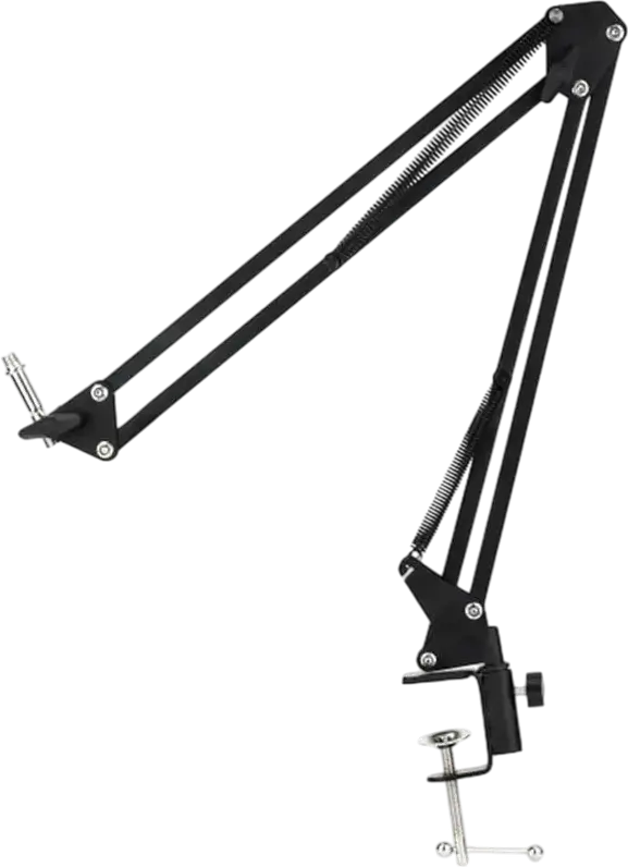 Boya K171 Metal Scissor Microphone Arm for Streaming and Podcasting, Adjustable Tension Springs, Foldable Desk-mounted C-clamp, Black