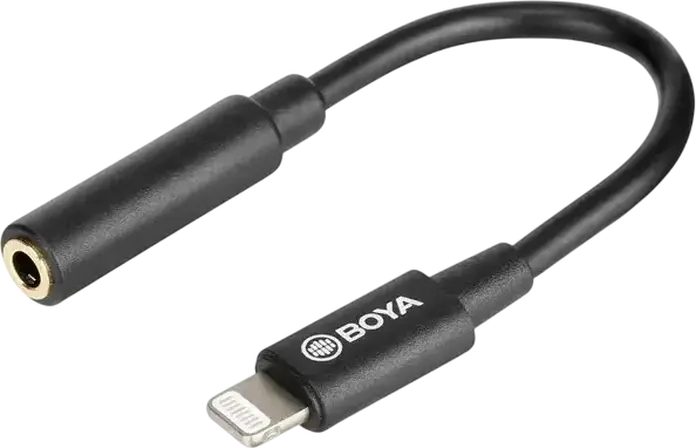 Adaptor Audio Boya BY-K3 Lightning la 3.5 mm, Negru, Lungime Cablu 0,06 m