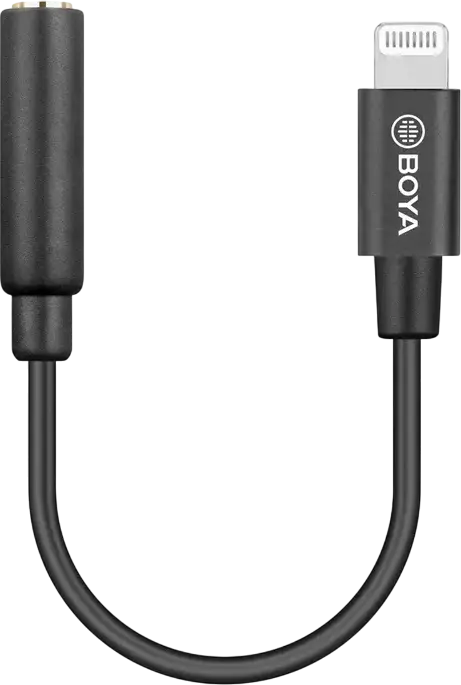 Аудиоадаптер Boya BY-K3 Lightning — 3.5 мм, черный, длина кабеля 0,06 м