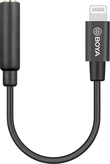Adaptor Audio Boya BY-K3 Lightning la 3.5 mm, Negru, Lungime Cablu 0,06 m