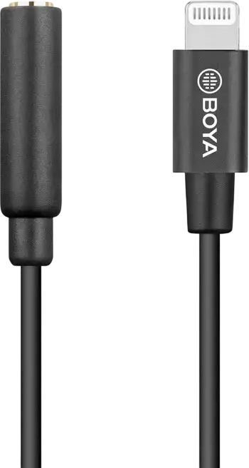 Аудиоадаптер Boya BY-K3 Lightning — 3.5 мм, черный, длина кабеля 0,06 м