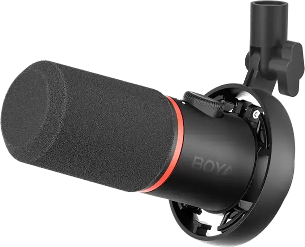 Microfon Gaming Boya CastMic S60B Dinamic, Cardioid, XLR, Inel RGB, Buton Gain Integrat, Negru, Set de 4 piese