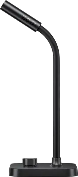 Microfon Condensator de Masa Boya CM40, Omnidirectional, USB Type-C si 3.5mm, Brat Gooseneck Reglabil, Control Volum, LED Albastru, Negru