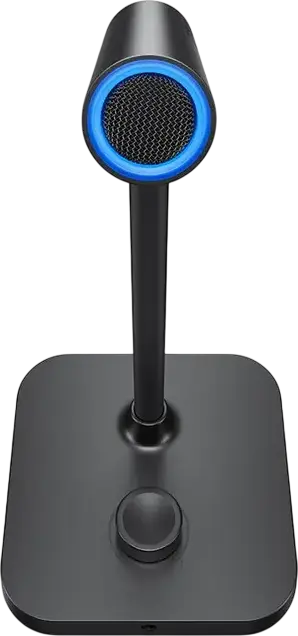 Microfon Condensator de Masa Boya CM40, Omnidirectional, USB Type-C si 3.5mm, Brat Gooseneck Reglabil, Control Volum, LED Albastru, Negru