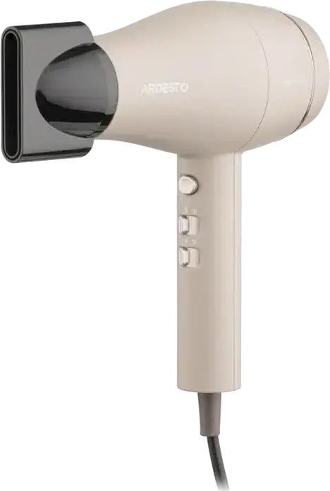Фен для волос Ardesto HD-Y700PERL, 2000 Вт, ионизация, 3 температурных и 2 режима обдува, функция холодного обдува, цвет Pearl Cream, набор из 2 насадок