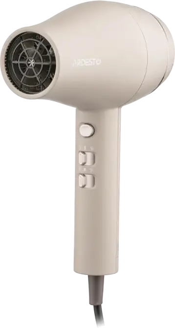 Фен для волос Ardesto HD-Y700PERL, 2000 Вт, ионизация, 3 температурных и 2 режима обдува, функция холодного обдува, цвет Pearl Cream, набор из 2 насадок