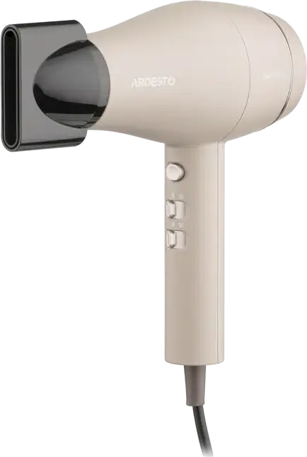 Фен для волос Ardesto HD-Y700PERL, 2000 Вт, ионизация, 3 температурных и 2 режима обдува, функция холодного обдува, цвет Pearl Cream, набор из 2 насадок