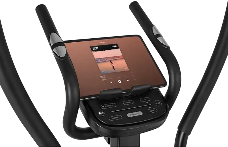 Zipro Heat WM Elliptical Trainer, LCD Display with Blue Backlight, Moving Handles, Non-slip Pedals, Water Bottle Holder, Black