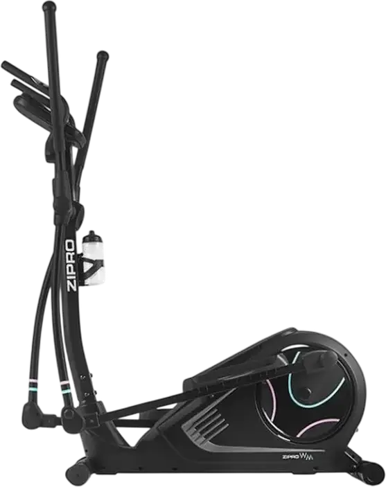 Zipro Heat WM Elliptical Trainer, LCD Display with Blue Backlight, Moving Handles, Non-slip Pedals, Water Bottle Holder, Black