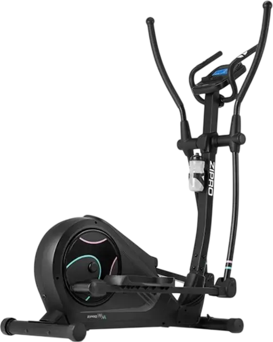 Zipro Heat WM Elliptical Trainer, LCD Display with Blue Backlight, Moving Handles, Non-slip Pedals, Water Bottle Holder, Black