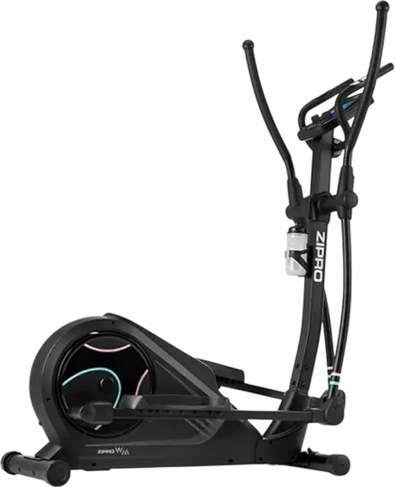 Zipro Heat WM Elliptical Trainer, LCD Display with Blue Backlight, Moving Handles, Non-slip Pedals, Water Bottle Holder, Black