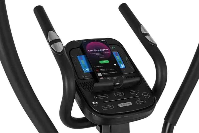 Zipro Heat WM Elliptical Trainer, LCD Display with Blue Backlight, Moving Handles, Non-slip Pedals, Water Bottle Holder, Black