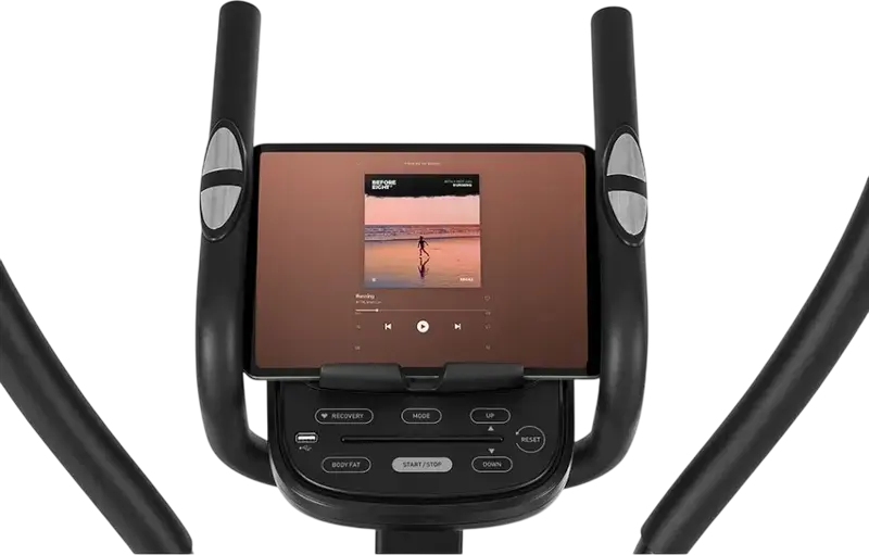 Zipro Heat WM Elliptical Trainer, LCD Display with Blue Backlight, Moving Handles, Non-slip Pedals, Water Bottle Holder, Black