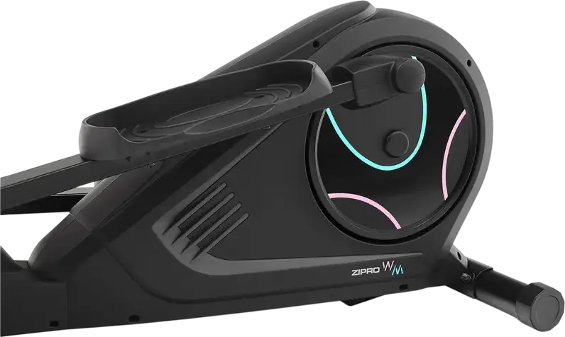 Zipro Heat WM Elliptical Trainer, LCD Display with Blue Backlight, Moving Handles, Non-slip Pedals, Water Bottle Holder, Black