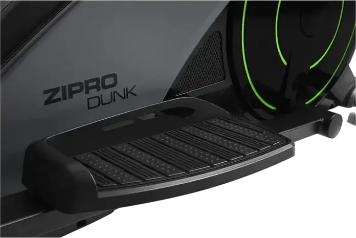 Elliptic Zipro iConsole+ Dunk, Antrenor cu Transmisie Frontala, Display Digital iConsole+, Senzori de Puls, Suport Tabletă, Negru cu Verde Lime