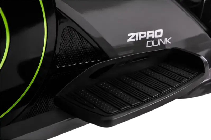 Elliptic Zipro iConsole+ Dunk, Antrenor cu Transmisie Frontala, Display Digital iConsole+, Senzori de Puls, Suport Tabletă, Negru cu Verde Lime