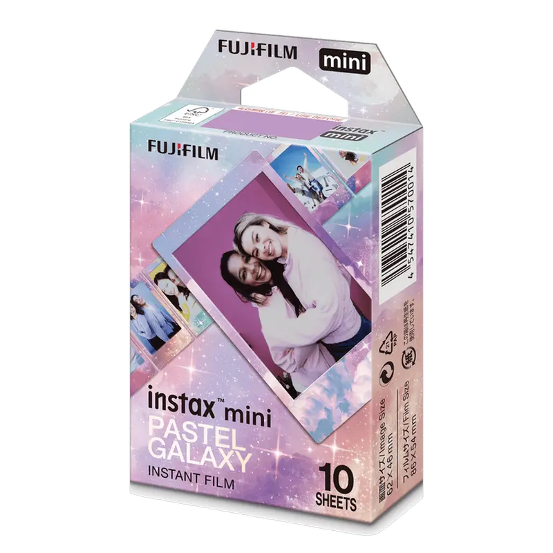 Мгновенная фотопленка Fujifilm Instax Mini, дизайн рамки Pastel Galaxy, размер пленки 86 x 54 мм, набор из 10 снимков, совместима со всеми камерами Instax Mini