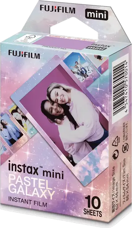 Мгновенная фотопленка Fujifilm Instax Mini, дизайн рамки Pastel Galaxy, размер пленки 86 x 54 мм, набор из 10 снимков, совместима со всеми камерами Instax Mini