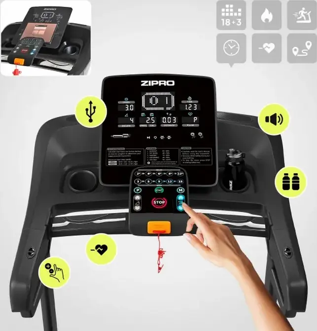 Zipro Dream Foldable Treadmill Walkingpad, Digital Display, Speed 2-15 km/h, Multi-layer Running Belt, Transport Wheels, 150x52 cm