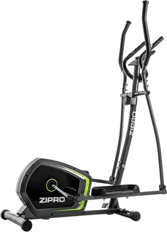 Elliptical Zipro Neon, Control Manual al Tensiunii cu 8 Nivele, Consola Digitala LCD, Manere si Pedale Mobile, Negru cu Verde Lime